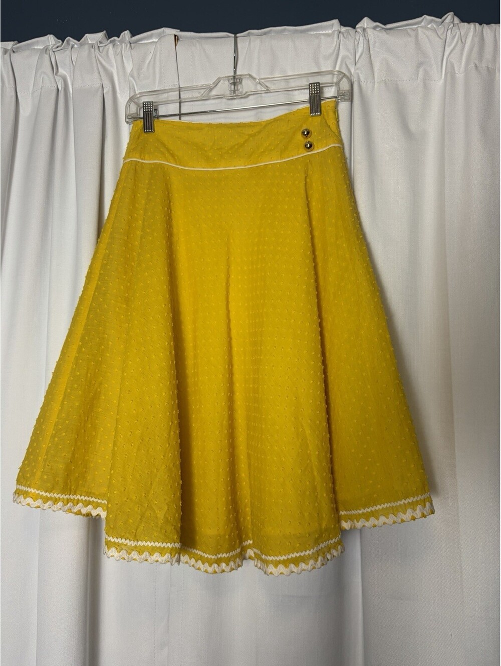 Vintage Y2K Anthropologie Corey Lynn Calter Yellow Swiss Dot Circle Skirt Size 2